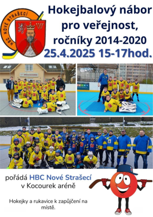 Hokejbalový nábor pro veřejnost, ročníky 2014 - 2020, 25.4.2025, 15:00 - 17:00